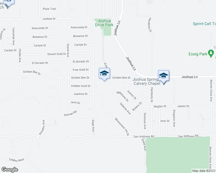 map of restaurants, bars, coffee shops, grocery stores, and more near 57031 Selecta Avenue in Yucca Valley