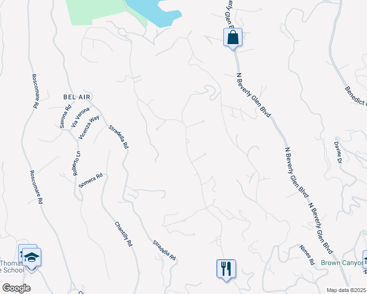 map of restaurants, bars, coffee shops, grocery stores, and more near 1241 Stone Canyon Road in Los Angeles