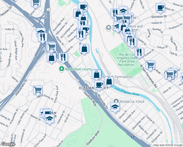 map of restaurants, bars, coffee shops, grocery stores, and more near in Los Angeles