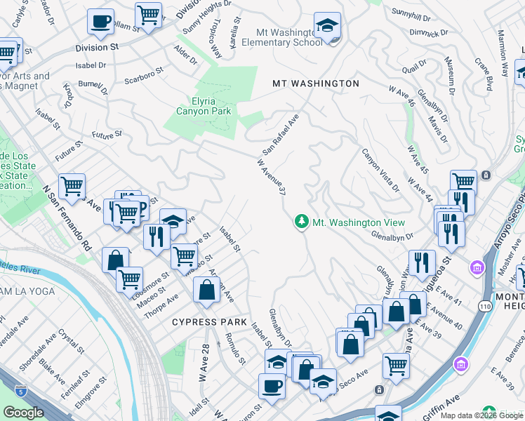 map of restaurants, bars, coffee shops, grocery stores, and more near in Los Angeles