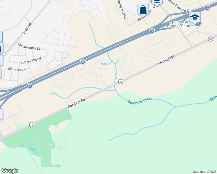 map of restaurants, bars, coffee shops, grocery stores, and more near 4655 Percival Road in Columbia