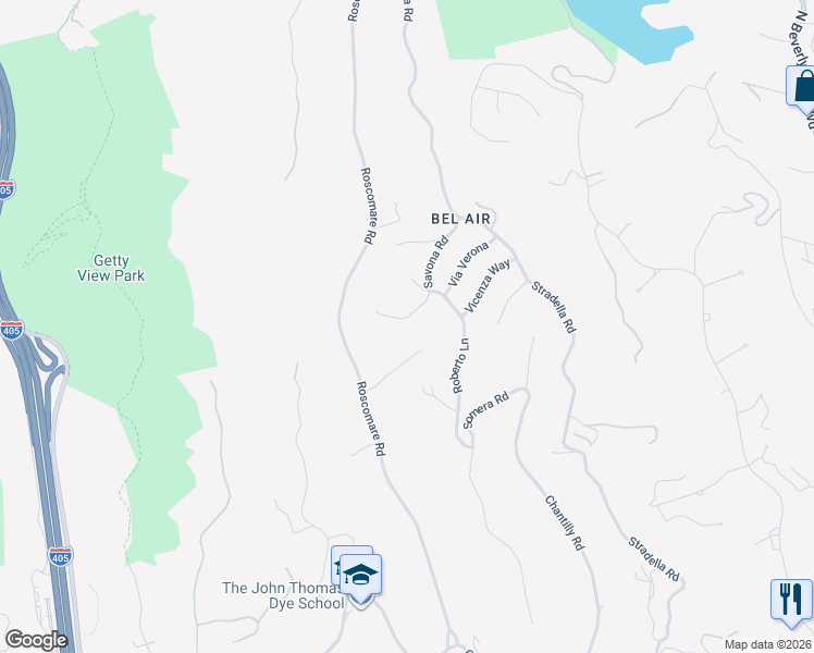 map of restaurants, bars, coffee shops, grocery stores, and more near 10925 Verano Road in Los Angeles