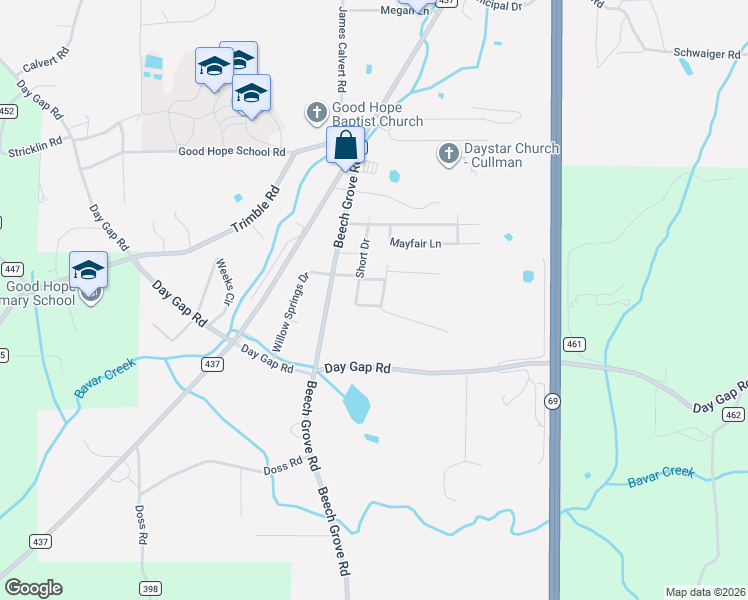 map of restaurants, bars, coffee shops, grocery stores, and more near 181 Henry Drive in Good Hope