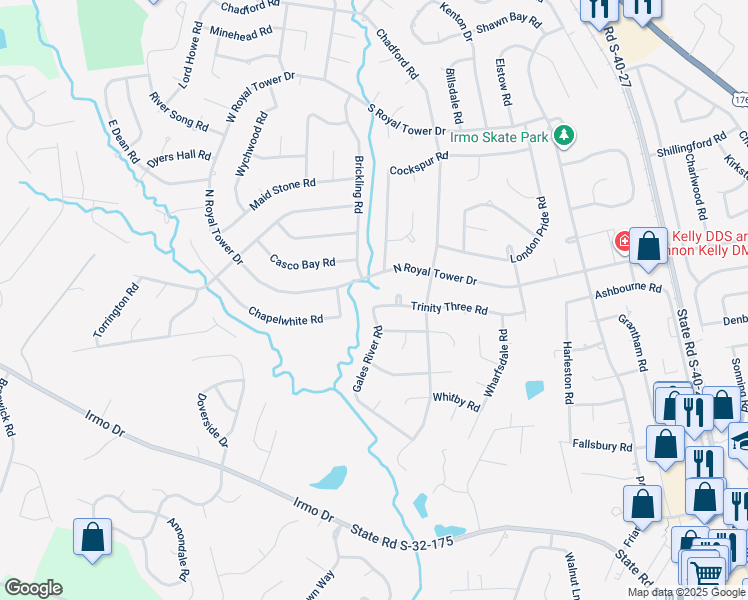map of restaurants, bars, coffee shops, grocery stores, and more near 325 Trinity 3 Road in Irmo
