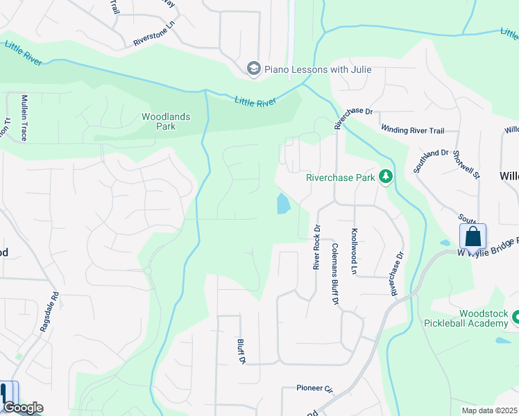 map of restaurants, bars, coffee shops, grocery stores, and more near 121 Brendylynn Trace in Woodstock