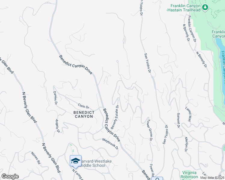 map of restaurants, bars, coffee shops, grocery stores, and more near 1355 Beverly Estate Drive in Beverly Hills