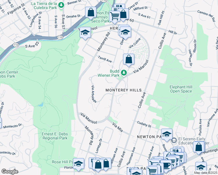 map of restaurants, bars, coffee shops, grocery stores, and more near 4201 Via Marisol in Los Angeles