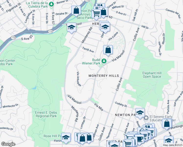 map of restaurants, bars, coffee shops, grocery stores, and more near 4200 Vía Arbolada in Los Angeles