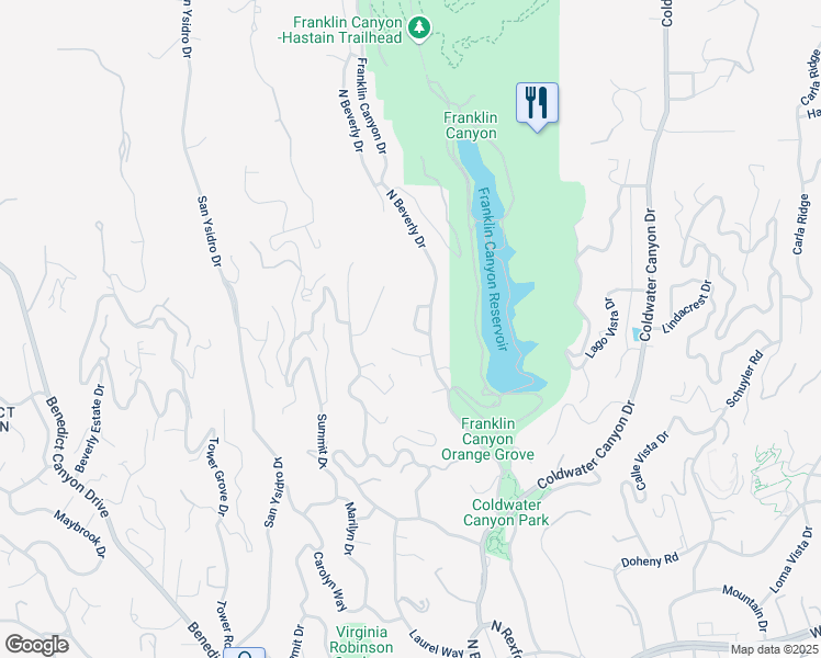 map of restaurants, bars, coffee shops, grocery stores, and more near 1441 Robmar Drive in Beverly Hills