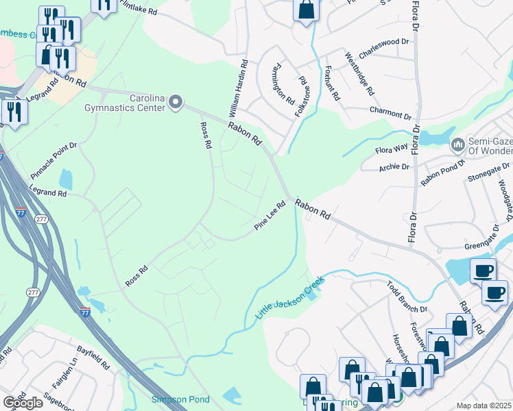 map of restaurants, bars, coffee shops, grocery stores, and more near 220 Pine Lee Road in Columbia