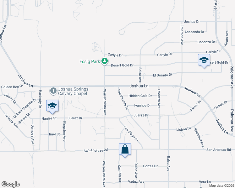 map of restaurants, bars, coffee shops, grocery stores, and more near 8544 San Vicente Drive in Yucca Valley