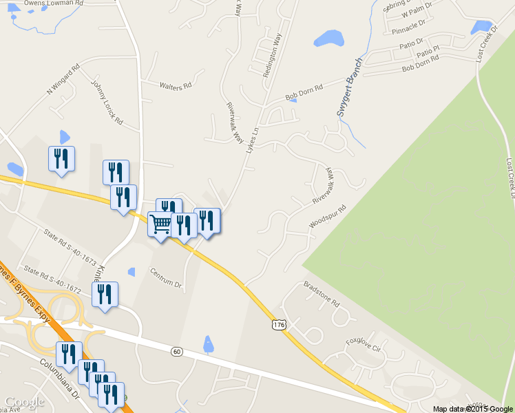 map of restaurants, bars, coffee shops, grocery stores, and more near 1104 Lykes Lane in Irmo