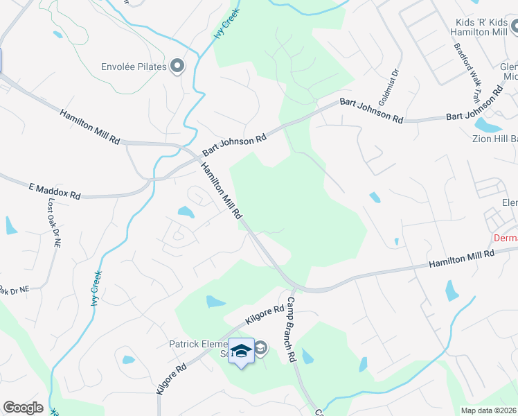 map of restaurants, bars, coffee shops, grocery stores, and more near 3651 Hamilton Mill Road in Buford