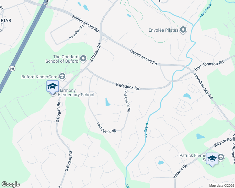 map of restaurants, bars, coffee shops, grocery stores, and more near 4081 Lost Mill Lane in Buford