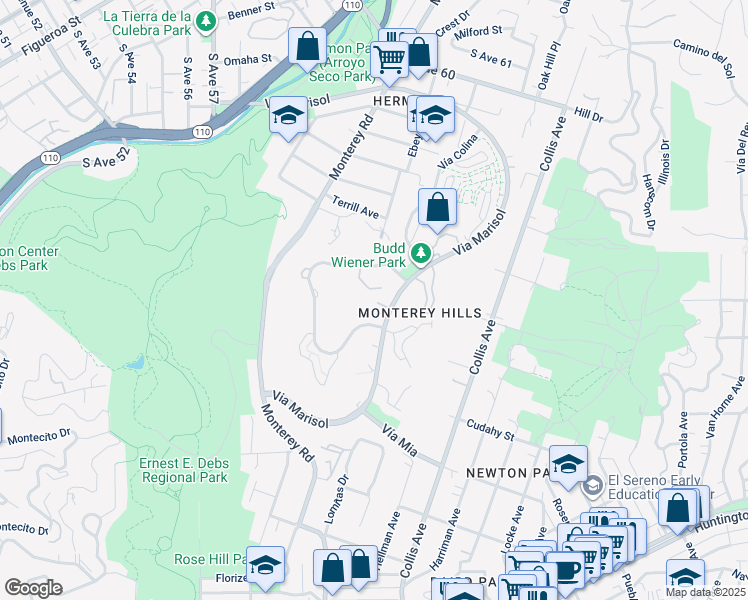 map of restaurants, bars, coffee shops, grocery stores, and more near 4201 Via Marisol in Los Angeles
