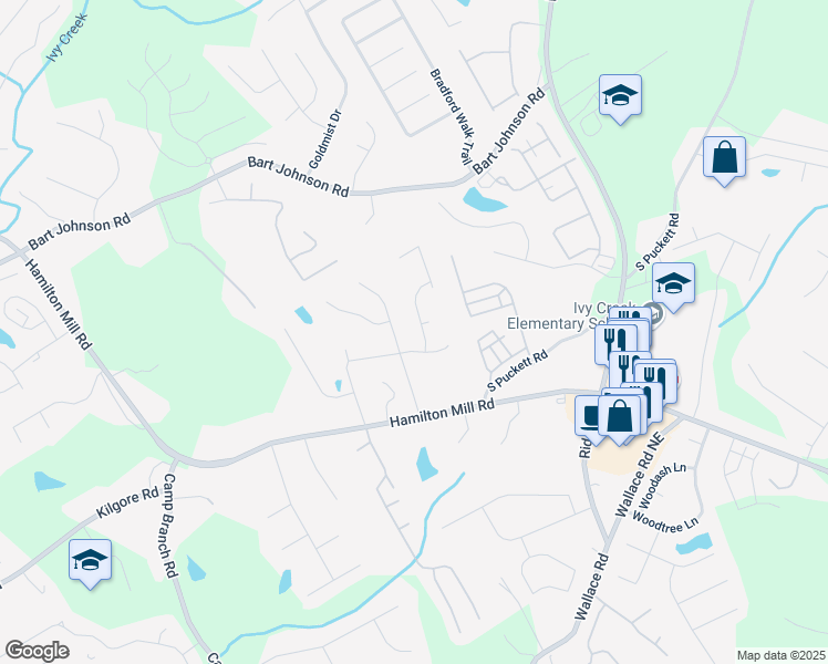 map of restaurants, bars, coffee shops, grocery stores, and more near 3218 Leyden Court in Buford