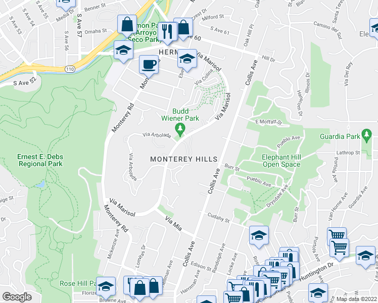 map of restaurants, bars, coffee shops, grocery stores, and more near in Los Angeles