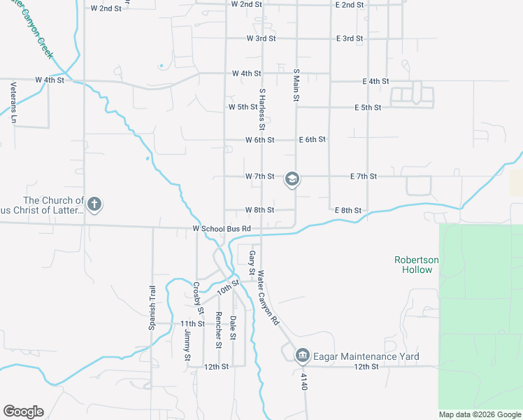 map of restaurants, bars, coffee shops, grocery stores, and more near West 8th Street in Eagar