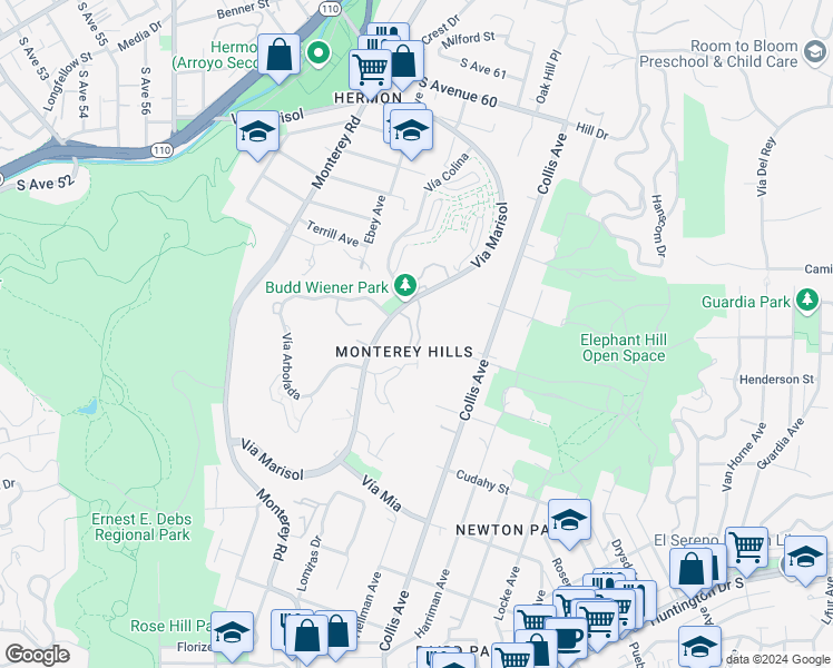 map of restaurants, bars, coffee shops, grocery stores, and more near in Los Angeles