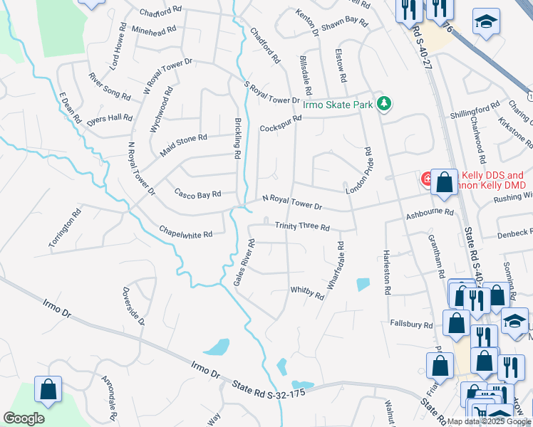 map of restaurants, bars, coffee shops, grocery stores, and more near 9 Trinity 3 Court in Irmo