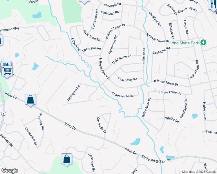 map of restaurants, bars, coffee shops, grocery stores, and more near 212 Chapelwhite Road in Irmo