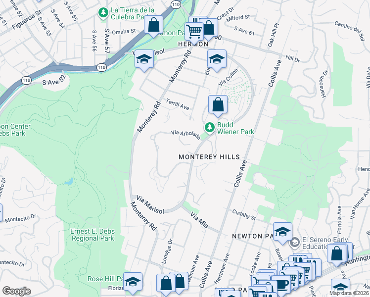 map of restaurants, bars, coffee shops, grocery stores, and more near 4201 Via Marisol in Los Angeles
