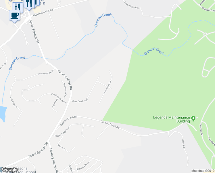 map of restaurants, bars, coffee shops, grocery stores, and more near 5314 Fawn Ivey Lane in Buford