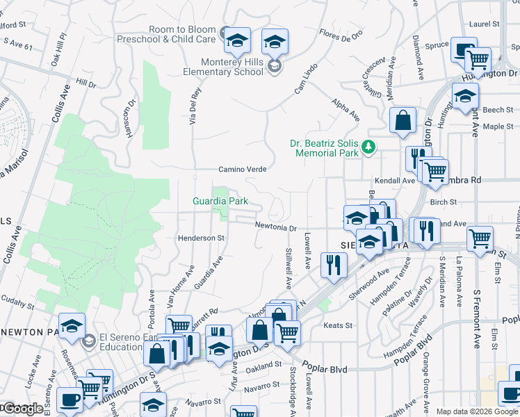 map of restaurants, bars, coffee shops, grocery stores, and more near 5262 Remstoy Drive in Los Angeles