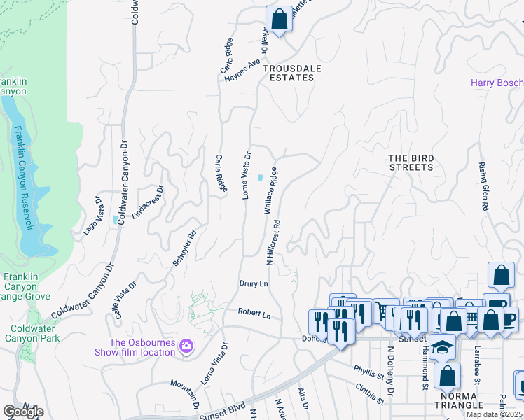 map of restaurants, bars, coffee shops, grocery stores, and more near 414 North Camden Drive in Beverly Hills