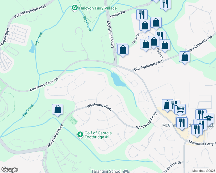 map of restaurants, bars, coffee shops, grocery stores, and more near 1115 Beacon Hill Crossing in Alpharetta