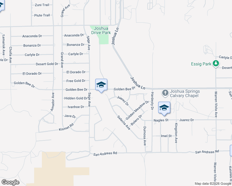 map of restaurants, bars, coffee shops, grocery stores, and more near 57049 Juarez Drive in Yucca Valley