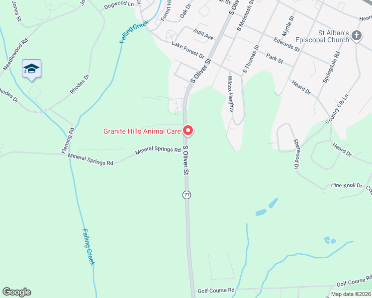 map of restaurants, bars, coffee shops, grocery stores, and more near 423 South Oliver Street in Elberton