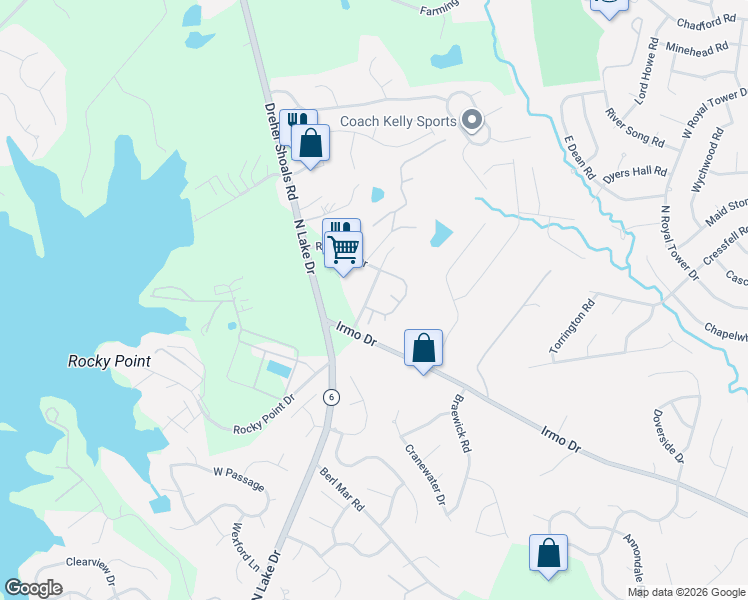 map of restaurants, bars, coffee shops, grocery stores, and more near 250 Merchants Drive in Columbia