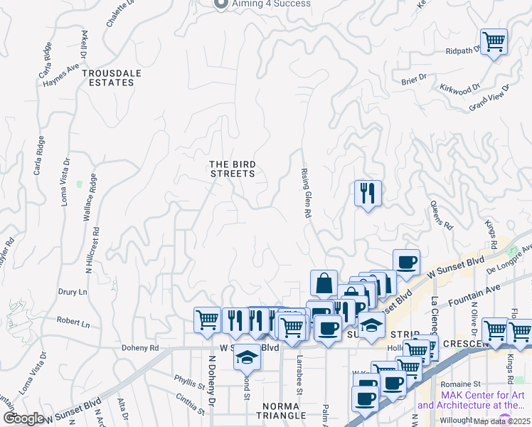 map of restaurants, bars, coffee shops, grocery stores, and more near 9006 Thrasher Avenue in Los Angeles