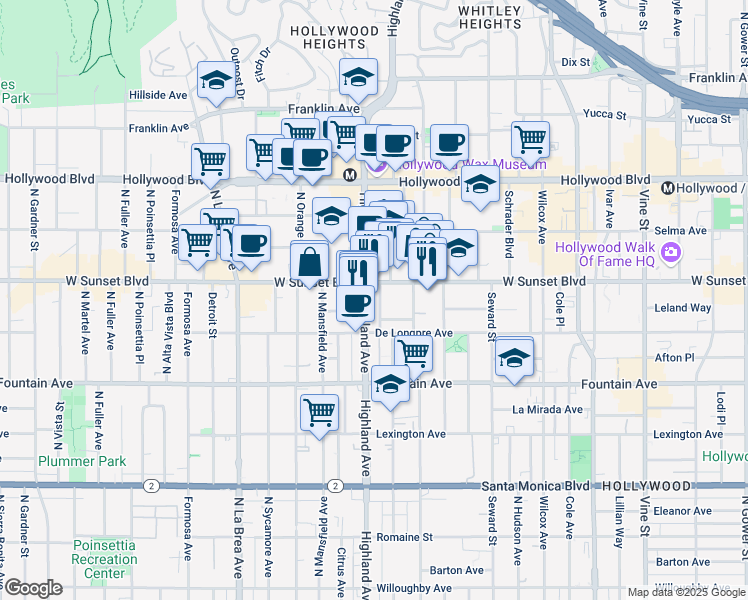 map of restaurants, bars, coffee shops, grocery stores, and more near in Los Angeles