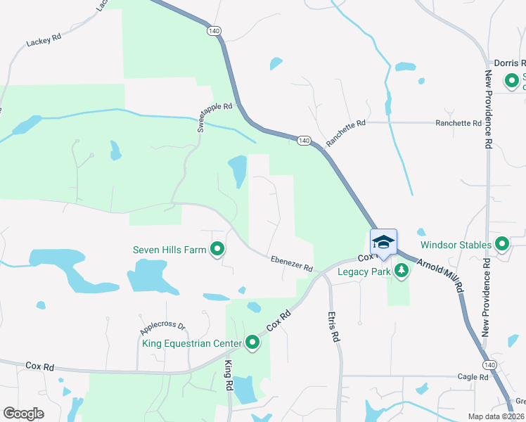 map of restaurants, bars, coffee shops, grocery stores, and more near 210 Tifton Lane in Roswell