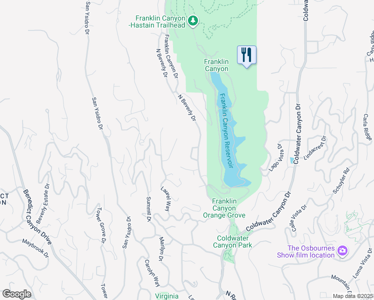 map of restaurants, bars, coffee shops, grocery stores, and more near 1455 Robmar Drive in Beverly Hills