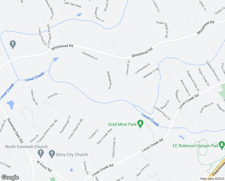 map of restaurants, bars, coffee shops, grocery stores, and more near 648 Bellingham Drive in Sugar Hill
