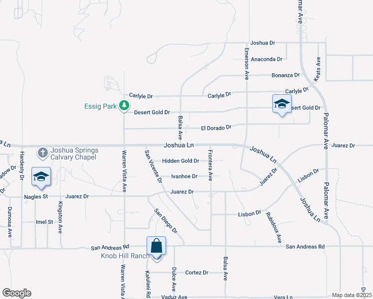 map of restaurants, bars, coffee shops, grocery stores, and more near 57949 Joshua Lane in Yucca Valley