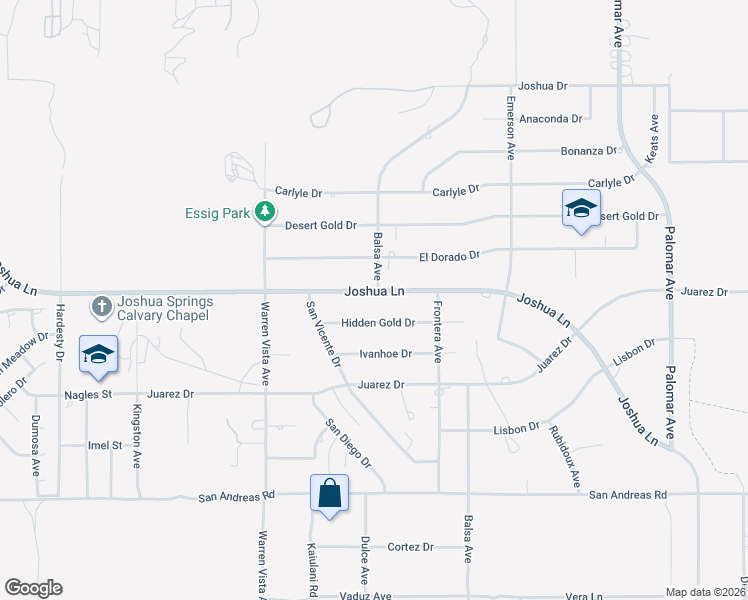 map of restaurants, bars, coffee shops, grocery stores, and more near 57915 Joshua Lane in Yucca Valley