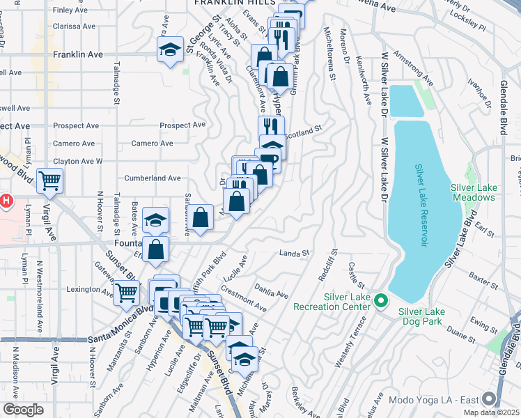 map of restaurants, bars, coffee shops, grocery stores, and more near 1933 Griffith Park Boulevard in Los Angeles