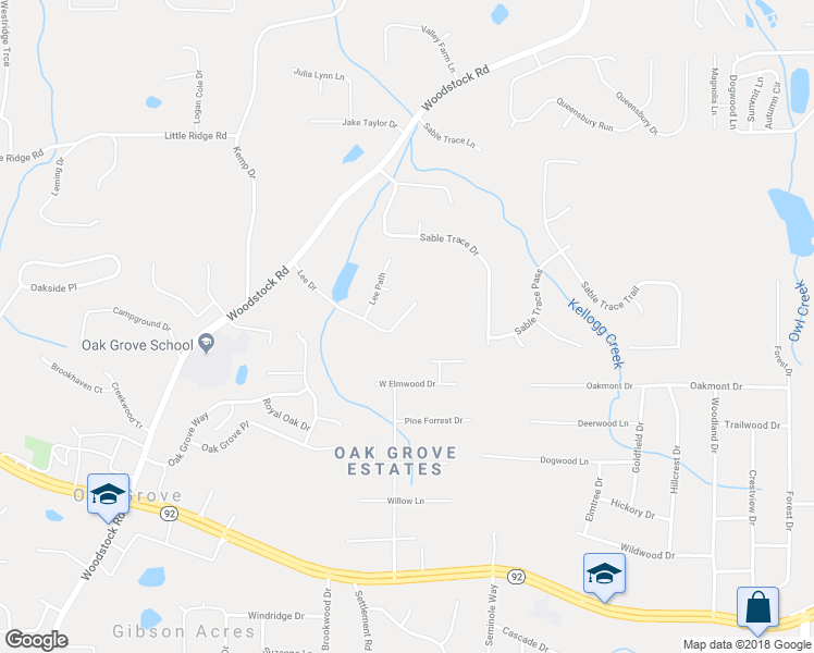 map of restaurants, bars, coffee shops, grocery stores, and more near 420 Lee Drive in Acworth