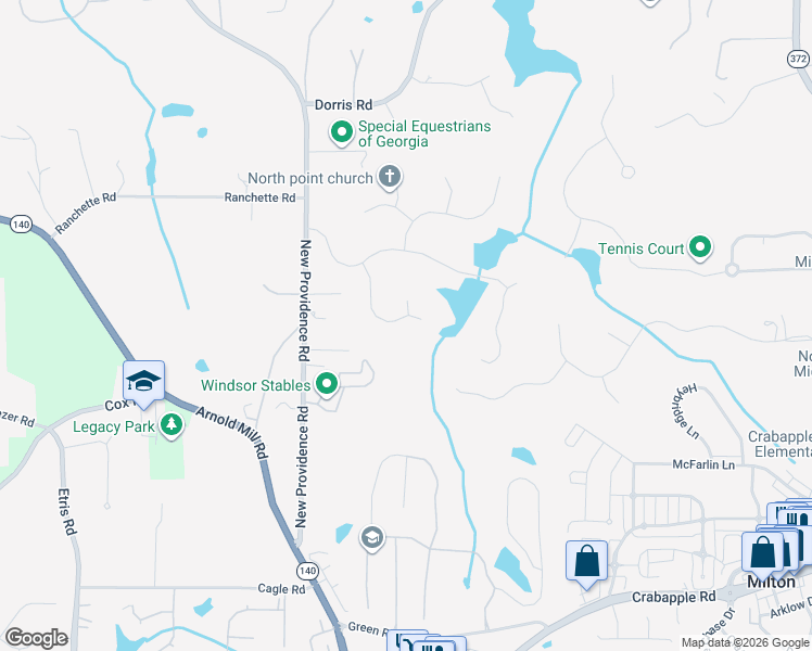 map of restaurants, bars, coffee shops, grocery stores, and more near 260 Trotter Run in Alpharetta
