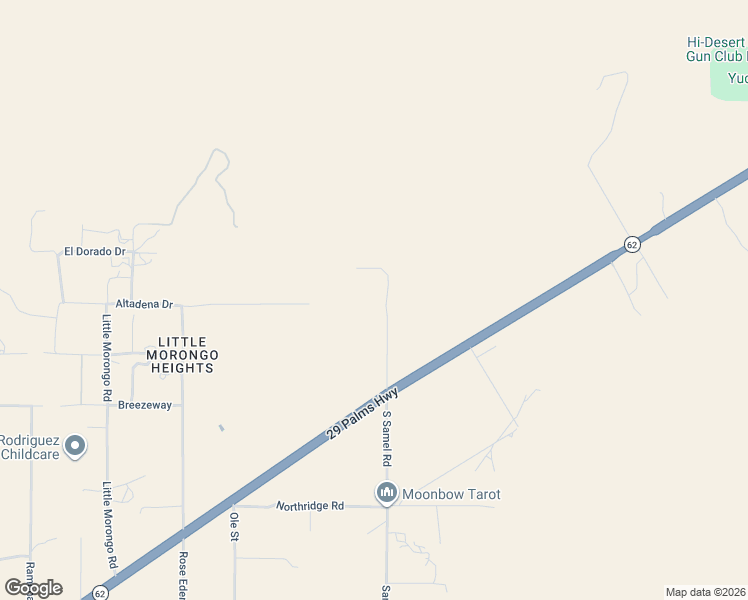 map of restaurants, bars, coffee shops, grocery stores, and more near 8500 South Samel Road in Morongo Valley