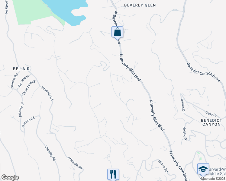 map of restaurants, bars, coffee shops, grocery stores, and more near 1514 Bel Air Road in Los Angeles