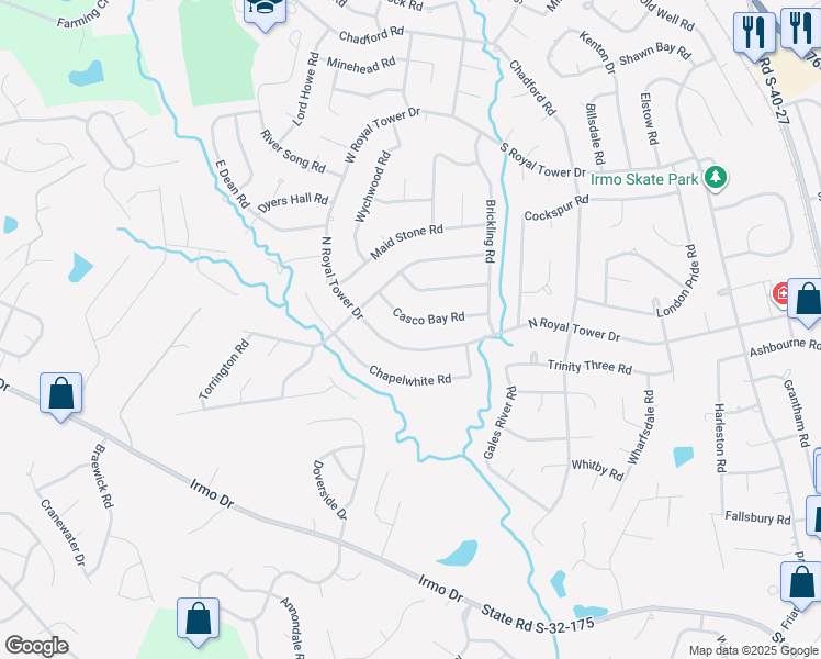 map of restaurants, bars, coffee shops, grocery stores, and more near 142 Casco Bay Road in Irmo