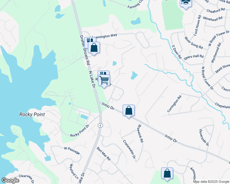 map of restaurants, bars, coffee shops, grocery stores, and more near 250 Merchants Drive in Columbia