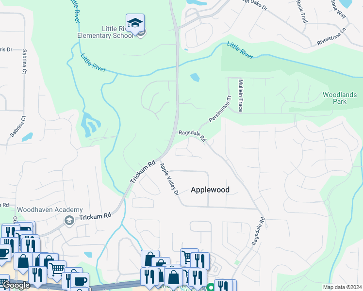 map of restaurants, bars, coffee shops, grocery stores, and more near 210 Kigian Tr in Woodstock