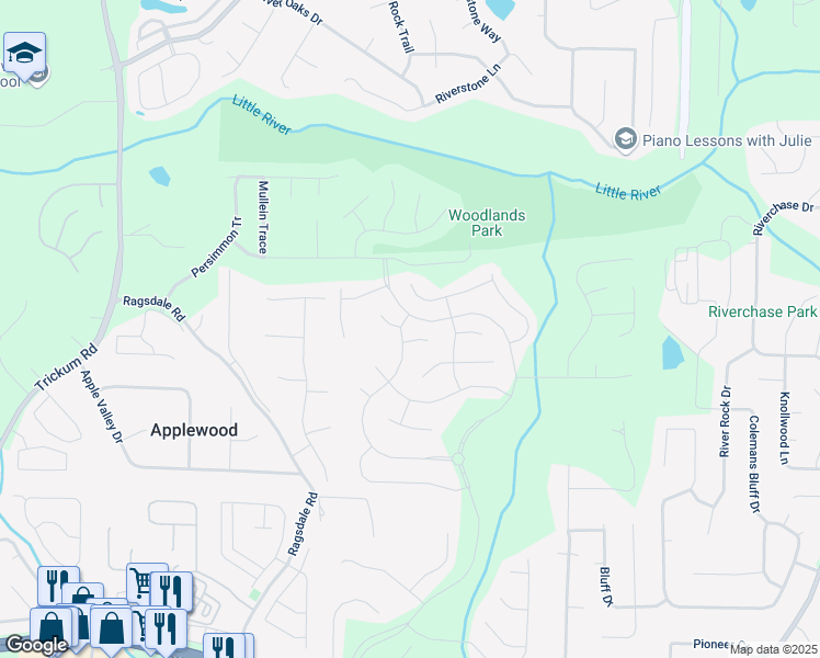 map of restaurants, bars, coffee shops, grocery stores, and more near 164 Towey Trail in Woodstock