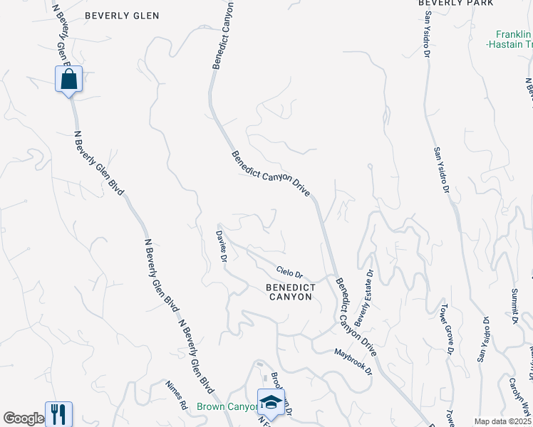 map of restaurants, bars, coffee shops, grocery stores, and more near 1420 Davies Drive in Beverly Hills